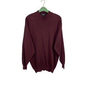 Fiji Made In Italy Burgundy Knit Sweater Pullover XL Luxury Designer Vintage